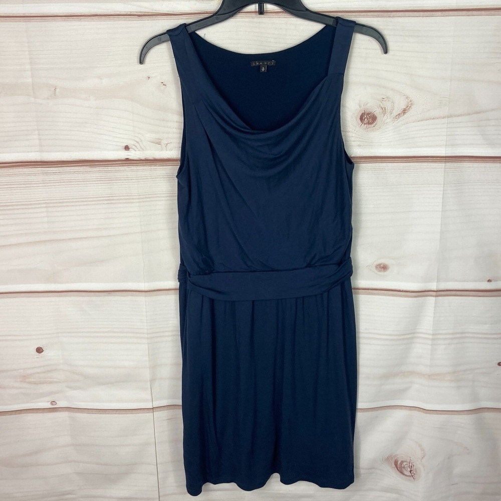 Theory Dress Womens S Blue Tank Scoop Neck Sleeveless Modal Knit Pullover Solid